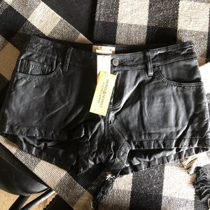 RL Denim & Supply Black Leather Lined Shorts
